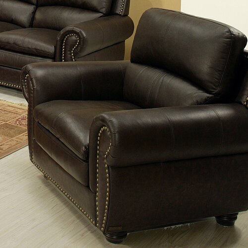 Abbyson Living Ridgecrest Top Grain Leather Armchair JC 2300 BRN 1