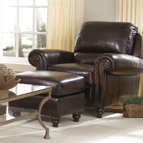 Lazzaro Leather Arm Chair and Ottoman 1022 10 9012B