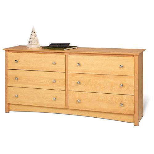 Prepac Sonoma 6 Drawer Dresser BDC 6330 Finish Maple