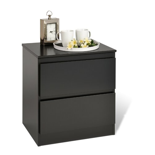 Prepac Avanti 2 Drawer Nightstand BDNR 0120 1/EDNR 0120 1 Finish Deep Black